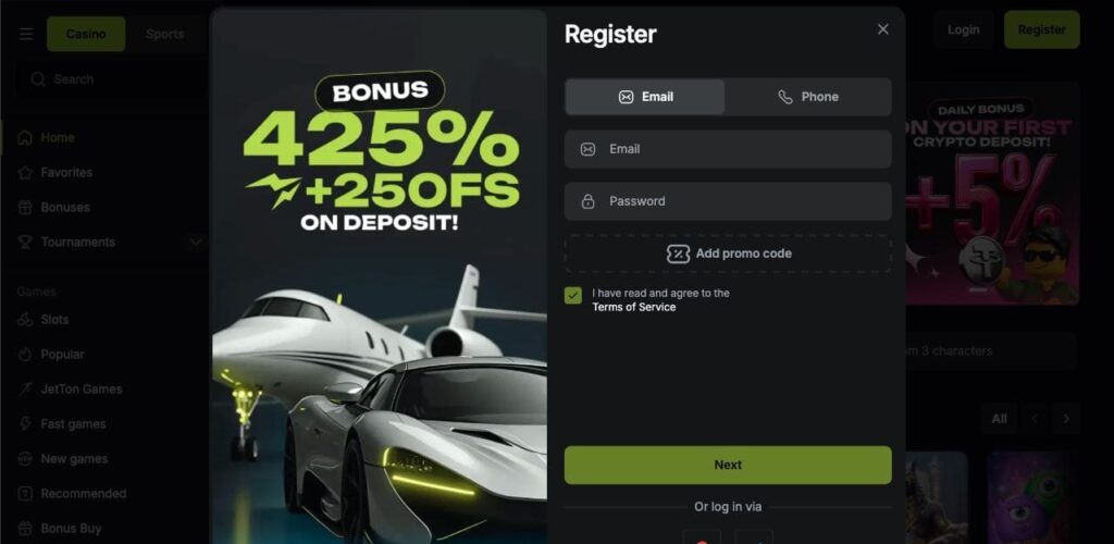 Jetton casino registration