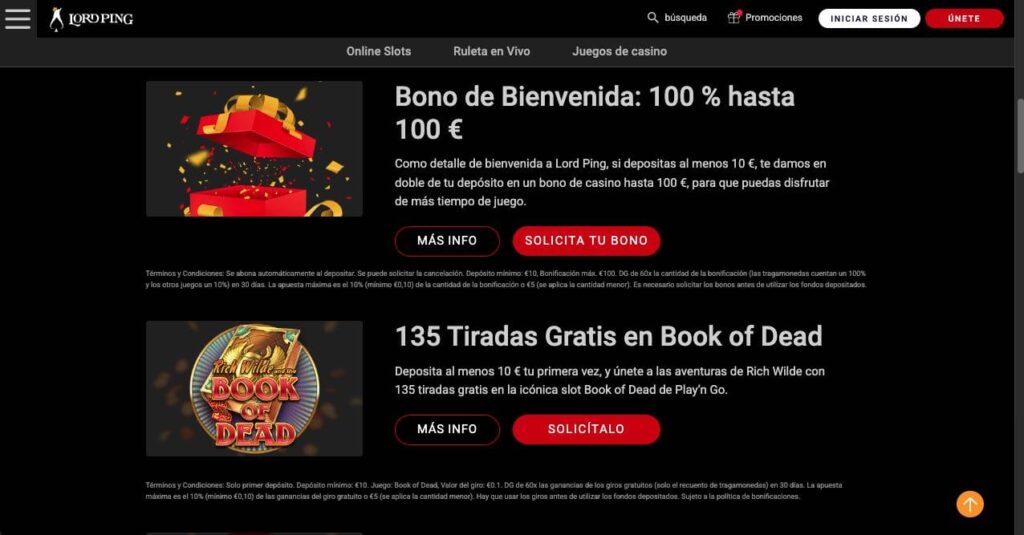 Lord Ping casino bonuses