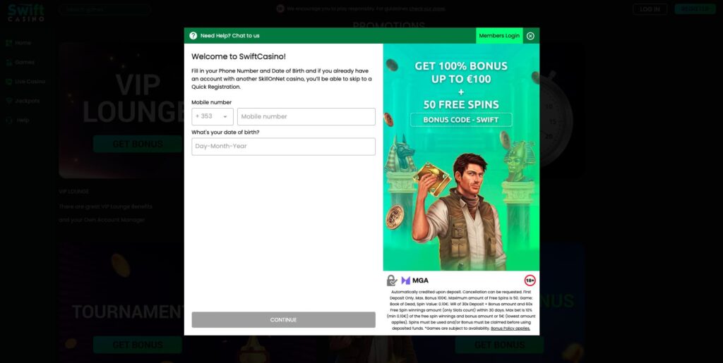 Swift Casino Registration