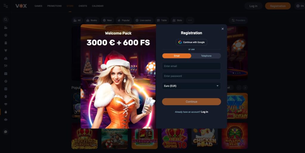 VOX Casino Registration