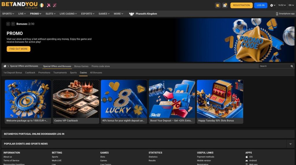 BetAndYou casino bonuses