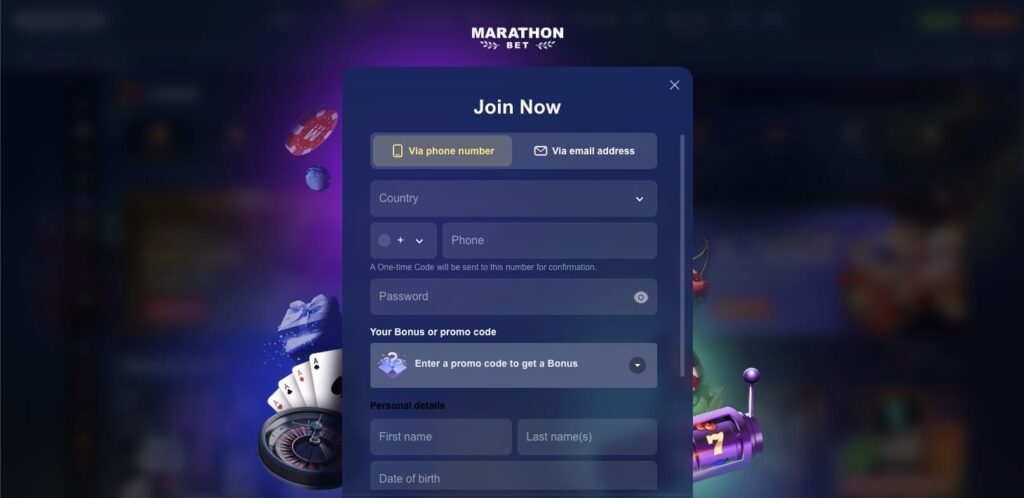 MarathonBet casino registration