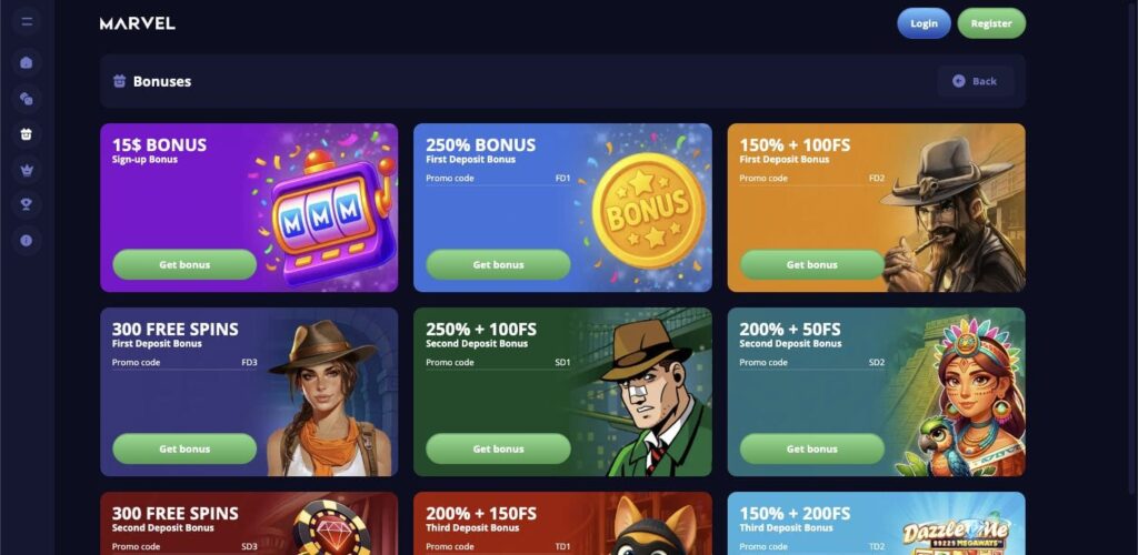 Marvel casino bonuses