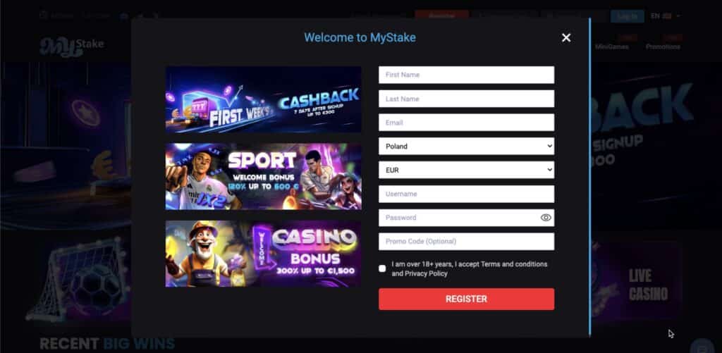 Mystake casino registration