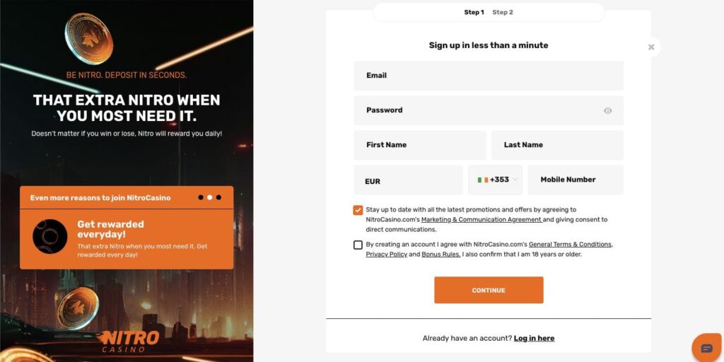 Nitro casino registration