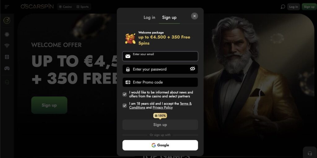 Oscarspin casino registration