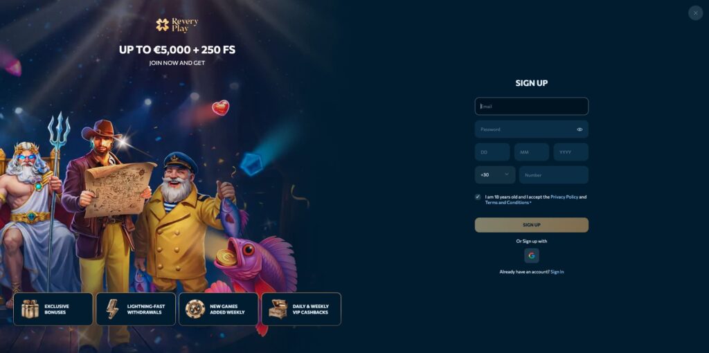 Revery Play Casino Registration
